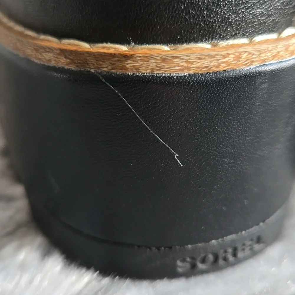 Sorel Black/Tan Platform Sandals, Womens 9 - Picture 6 of 12